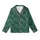 Women's Satin Button-Up Emerald Botanical Pajamas Set - Long Sleeve Sleepwear Kid Satin Pajamas Set - PztU486fwO
