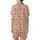 Women's Muted Peach Pink Hearts & Stars Terracotta Print Classic Collar Pajama Set Satin Short-Sleeve Pajamas Set - 3