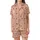 Women's Muted Peach Pink Hearts & Stars Terracotta Print Classic Collar Pajama Set Satin Short-Sleeve Pajamas Set - 2