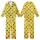 Celestial Enthusiast: Vibrant Lemon Yellow Black Star Moon Seamless Graphic Fashion Accent Kid Satin Pajamas Set - KtLMv3V81v