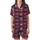 Spouses' Traditional Red Blue Plaid Christmas Design with Husband Wife Script & Santa Hats Satin Short-Sleeve Pajamas Set - 2