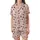 Women's Pajama Set: Playful Pastel Pink Hearts & Dark Brown Dots Sewing Project Satin Short-Sleeve Pajamas Set - 2