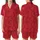 Women's Vibrant Red Ostrich Feather Trim & Plume Pattern Luxurious Sleep Set Satin Short-Sleeve Pajamas Set - 1