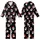 Festive Holiday: Black Santa Sunglass Heads & Holly Pattern - Vector All-Over Print Kid Satin Pajamas Set - 1iZfnu56x8