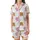Pancakes & Pajamas Whimsical Golden Stacks, Amber Syrup & Pink Striped Sleep Set Satin Short-Sleeve Pajamas Set - 2