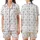 New Parents' Minimalist Romper & Sewing Motif Pattern Print Satin Short-Sleeve Pajamas Set - 1