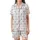 New Parents' Minimalist Romper & Sewing Motif Pattern Print Satin Short-Sleeve Pajamas Set - 2