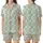 Women's Refined Pale Pistachio Green Black Seamless Interlocking Geometric Botanical Pattern Satin Short-Sleeve Pajamas Set - nVX0bBGGbN