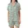 Dog Lovers' Minimalist Flat Art Fluffy Long-Haired Dog Seamless Pattern Mint Green Charcoal Off-White Satin Short-Sleeve Pajamas Set - 2
