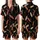 Women's Black Real Ostrich Feather Trim Full Length Polyester Blend Pajama Set Satin Short-Sleeve Pajamas Set - 1