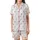 DIY Pajamas Set Pattern PDF: Pale Pink Stripes, Sewing Needles, Stars & Zzz Motifs Satin Short-Sleeve Pajamas Set - 2