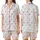 DIY Pajamas Set Pattern PDF: Pale Pink Stripes, Sewing Needles, Stars & Zzz Motifs Satin Short-Sleeve Pajamas Set - 1