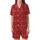 Royal Style Enthusiasts' Ruby Red King Queen Crown Matte Gold Rose Gold Script Seamless Pattern Satin Short-Sleeve Pajamas Set - s7go46JhkM