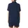 Style-Conscious Adults' Rich Navy Blue Classic Herringbone Pattern with Refined Off-White Lines Satin Short-Sleeve Pajamas Set - 3
