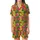 Autumn Lovers' Bold Flat Illustrative Pumpkins Neon Pink Yellow Green Geometric Blocks Satin Short-Sleeve Pajamas Set - 2