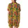 Autumn Lovers' Bold Flat Illustrative Pumpkins Neon Pink Yellow Green Geometric Blocks Satin Short-Sleeve Pajamas Set - 3