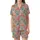 Whimsical Style Lovers' Hand-Drawn Orange Fox Teal Owl Pink Squirrel Floral Taupe-Grey Satin Short-Sleeve Pajamas Set - 2