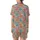 Whimsical Style Lovers' Hand-Drawn Orange Fox Teal Owl Pink Squirrel Floral Taupe-Grey Satin Short-Sleeve Pajamas Set - 3