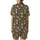 Festive Animal Lovers' Playful Brown Otters Red Santa Hats Scarves Dark Olive Green Snowflake Seamless Pattern Satin Short-Sleeve Pajamas Set - 3