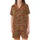 Women's 1970s Folk Art Floral Cotton Sleep Set - Boho Print Loungewear with Contrast Piping Satin Short-Sleeve Pajamas Set - 2