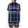 Classic Style Enthusiasts' Intricate Deep Navy Blue Tartan Plaid Pattern with Layered Sky Blue and Crisp White Grid Satin Short-Sleeve Pajamas Set - 3