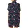 Holiday Enthusiasts' Whimsical Navy Blue Christmas Numerals Pattern with Holly Berries Snowflakes Candy Canes Satin Short-Sleeve Pajamas Set - 3ylM2qmq4W