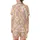 Retro Style Enthusiasts Cheerful Groovy Pastel Pink Yellow Checkerboard Warped Grid White Daisy Design Satin Short-Sleeve Pajamas Set - 3
