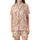 Retro Style Enthusiasts Cheerful Groovy Pastel Pink Yellow Checkerboard Warped Grid White Daisy Design Satin Short-Sleeve Pajamas Set - 2