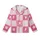 Playful Spirits' Vibrant Pastel Pink Wavy Checkerboard Smiling Faces Hearts Pattern Kid Satin Pajamas Set - 2