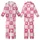 Playful Spirits' Vibrant Pastel Pink Wavy Checkerboard Smiling Faces Hearts Pattern Kid Satin Pajamas Set - 1