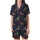 Festive Dog Lovers' Whimsical Navy Blue Labrador Reindeer Antler Gingerbread Christmas Pattern Satin Short-Sleeve Pajamas Set - LUOngH7v3_