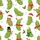 Retro Christmas Pickle Pajamas Set: Whimsical Cartoon Pickles with Santa Hats, Antlers & String Lights Satin Short-Sleeve Pajamas Set - 4