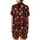 Rustic Winter: Red Black Buffalo Plaid Reindeer Snowflake Holly Berry Pattern Art Satin Short-Sleeve Pajamas Set - 3