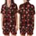 Rustic Winter: Red Black Buffalo Plaid Reindeer Snowflake Holly Berry Pattern Art Satin Short-Sleeve Pajamas Set - 1