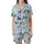 Dog Lovers' Cartoon Hanukkah Celebration Light Blue Pattern with Golden Menorahs & Playful Pups Satin Short-Sleeve Pajamas Set - 8gIamJienr