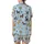 Dog Lovers' Cartoon Hanukkah Celebration Light Blue Pattern with Golden Menorahs & Playful Pups Satin Short-Sleeve Pajamas Set - QOELA58MF-