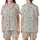 Ridgeback & Large Dog Zippered Sleepsuit: Playful Dalmatian & Paw Print Motif - Grey/Beige Cotton Blend Satin Short-Sleeve Pajamas Set - 1