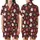 Festive Folks' Deep Maroon Whimsical Holiday Pattern with Cheerful Santa, Gingerbread Men, Reindeer, Candy Canes & White Snowflakes Satin Short-Sleeve Pajamas Set - ZrMk46FBeL