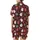 Festive Folks' Deep Maroon Whimsical Holiday Pattern with Cheerful Santa, Gingerbread Men, Reindeer, Candy Canes & White Snowflakes Satin Short-Sleeve Pajamas Set - hZRZ1amdWU