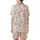 Festive Art Lovers' Whimsical Pink Piggy Santa Hat Green Holly Red Berry Pattern Satin Short-Sleeve Pajamas Set - 3