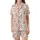 Festive Art Lovers' Whimsical Pink Piggy Santa Hat Green Holly Red Berry Pattern Satin Short-Sleeve Pajamas Set - 2