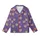 Cat Lovers' Whimsical Lavender Purple Smiling Tabby Kitten Heads & Playful Line Art Cats Pattern Kid Satin Pajamas Set - 2