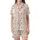 Cozy Christmas Lovers' Red Cream Hand-Drawn Whimsical Scattered Holiday Pizza & Snowman Pattern Satin Short-Sleeve Pajamas Set - 2
