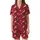 Women's Red Reindeer Snowflake Christmas Tree One-Piece Pajamas Satin Short-Sleeve Pajamas Set - 2