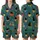 Cat Lover's Teal Black Cat Christmas Pajama Set: Whimsical Santa Hat, Light & Gift Pattern Satin Short-Sleeve Pajamas Set - 1