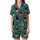 Cat Lover's Teal Black Cat Christmas Pajama Set: Whimsical Santa Hat, Light & Gift Pattern Satin Short-Sleeve Pajamas Set - 2