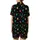 Festive Celebrators' Graphic Black Christmas Candy Cane Gingerbread Rainbow Lights Pattern Satin Short-Sleeve Pajamas Set - TjD1JZCVgC