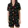 Festive Celebrators' Graphic Black Christmas Candy Cane Gingerbread Rainbow Lights Pattern Satin Short-Sleeve Pajamas Set - iJSzViZBR3