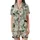 Women's Whimsical Black Cat Botanical Pajama Set: Sage Floral Silhouette Sleepwear Satin Short-Sleeve Pajamas Set - aoBijclYaw