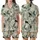 Women's Whimsical Black Cat Botanical Pajama Set: Sage Floral Silhouette Sleepwear Satin Short-Sleeve Pajamas Set - gvfQZ9sfsW